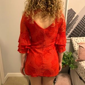 Mi Ami jumpsuit. Extra small red lace party dress.